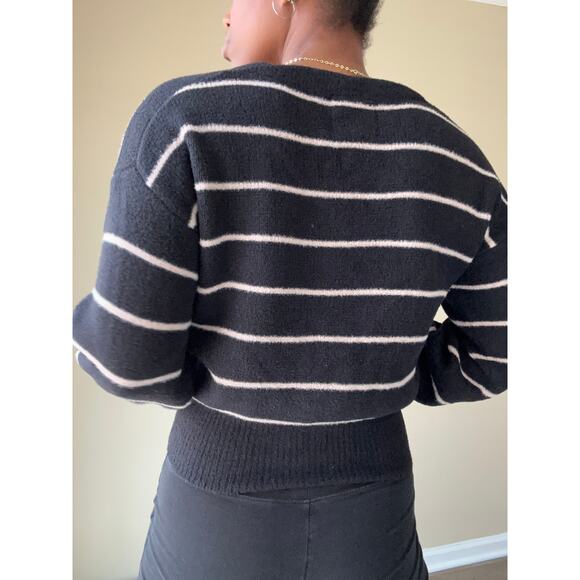 Ella Moss Black and Pink Striped Cardigan Size Small - Picture 3 of 10